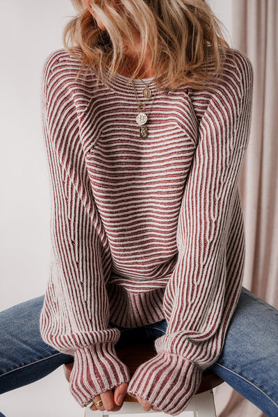 Chic Women's Soft Cotton Blend Striped Knit Sweater - Cozy Casual Style for Everyday Comfort and Versatility