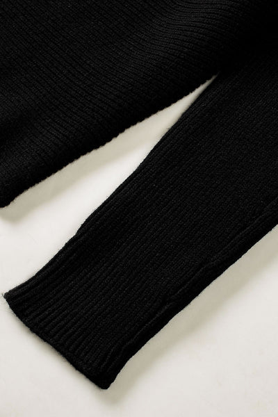 Elegant Off-The-Shoulder Black Knit Sweater