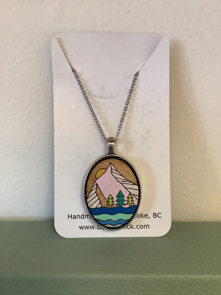Sick Chick Sunrise Mountain scene necklace #14