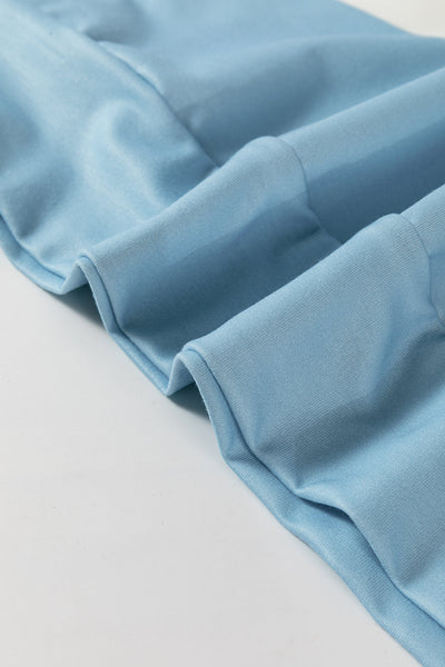 Women‚Äôs Casual Light Blue Colorblock Striped Long Sleeve Drop Shoulder Top - Effortless Chic for Everyday Style