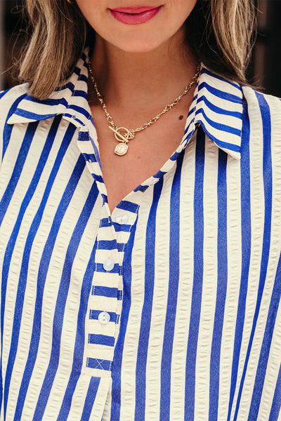 Elegant Blue Stripe Summer Dress for Women - Stylish, Comfortable Fit for Effortless Everyday Chic