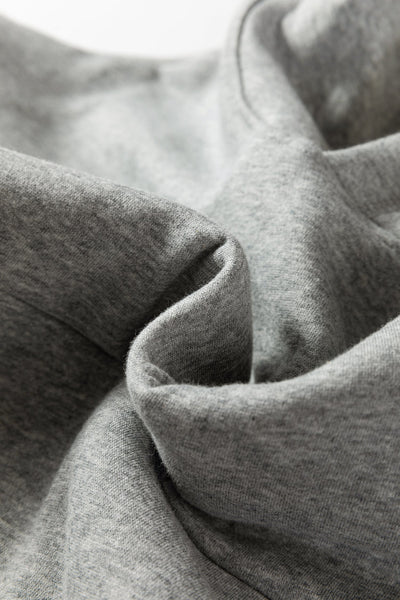 Women's Heather Gray Ruffle Shoulder Hoodie Sweatshirt