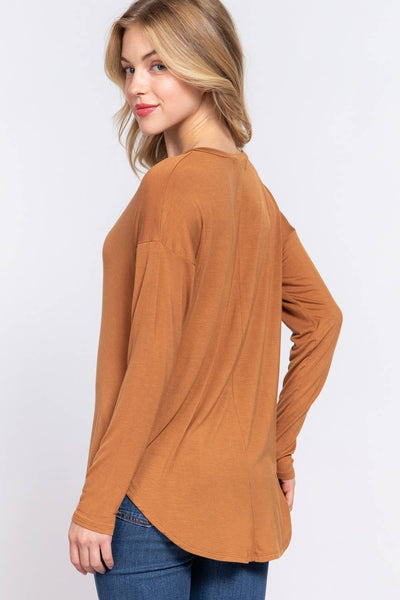 Long Dolman Sleeve V-neck Jersey Top