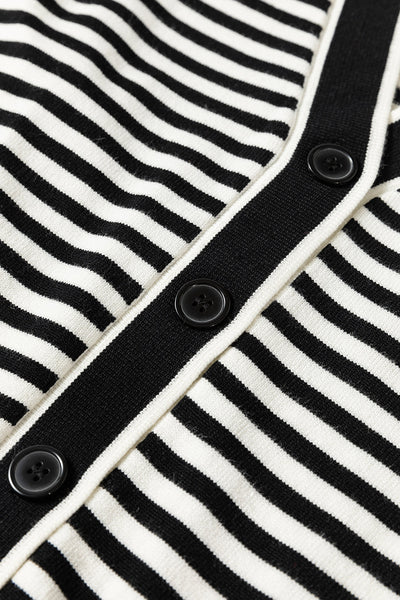 Stylish Women's Black Stripe Long Sleeve Tunic Cardigan Effortless Layering Essential for Chic Outfits