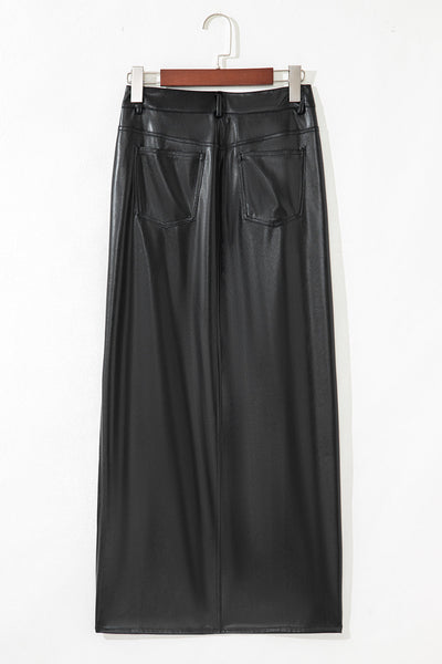 Elegant High-Waisted Black Maxi Skirt for Women - Flowy, Versatile Design for Casual and Formal Wear