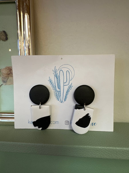 Kactus Blue Cow Print Handmade Clay Earrings