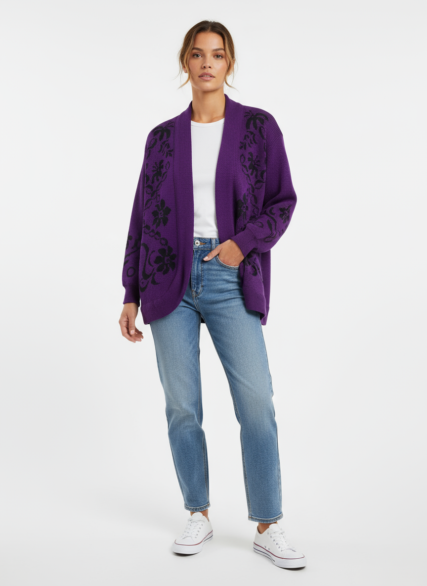 Vintage Knitwear Purple Cardigan