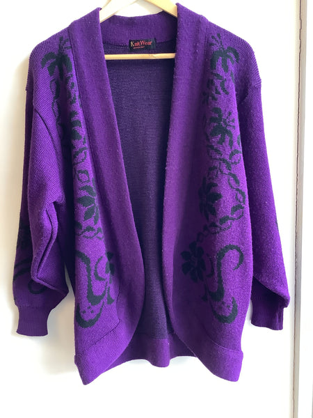 Vintage Knitwear Purple Cardigan