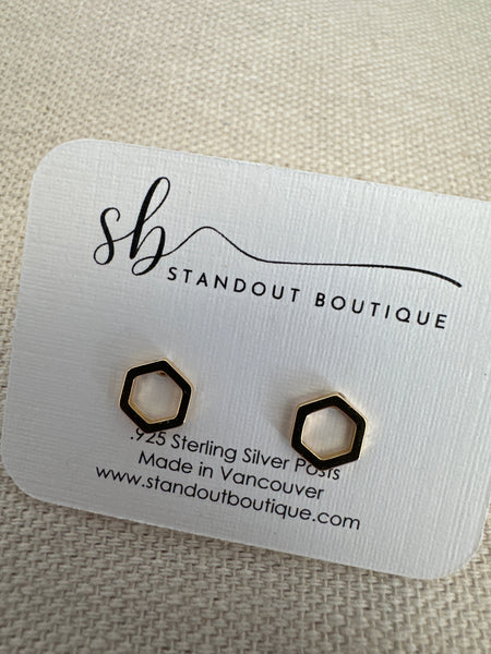 Standout Boutique Hexagon Gold Studs