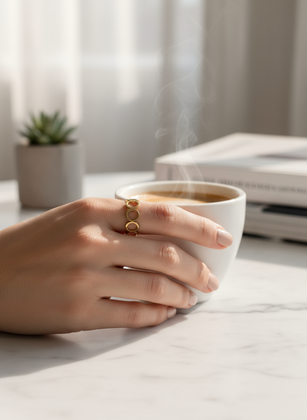 Circles+Rectangle 18k plated Gold Ring-Standout Boutique(Vancouver,BC)