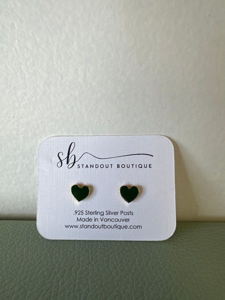 Standout Boutique Shamrock Gold Heart Stud Earrings