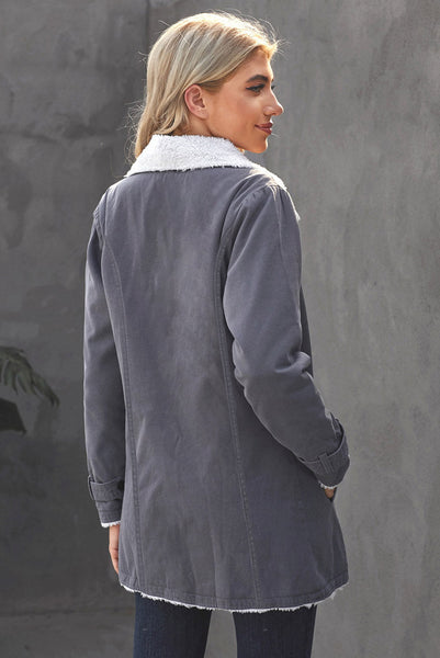 Denim Jacket with Contrast Sherpa Lining