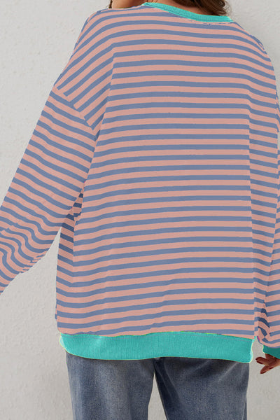 Cozy Women's Striped Sweatshirt - Soft Casual Top with Relaxed Fit for Everyday Comfort and Effortless Style