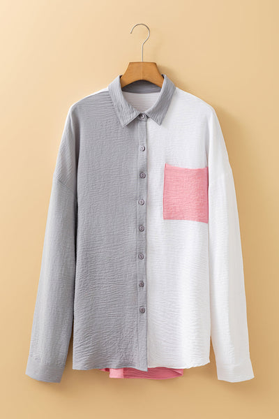 Trendy Women's Color Block Casual Shirt - Comfortable Everyday Top for Effortless Style and Versatile Outfits