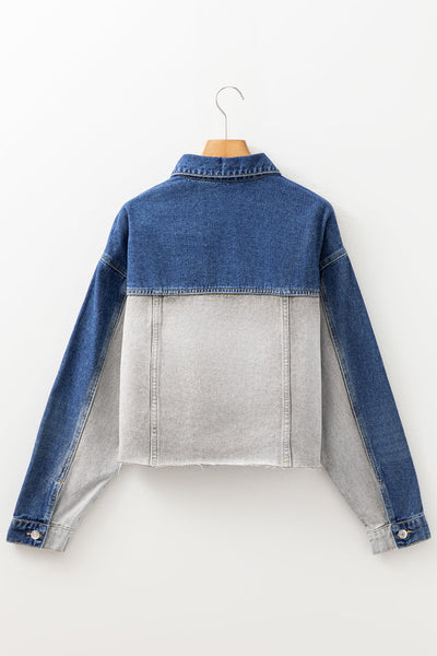 Trendy Women's Color Block Denim Jacket - Stylish Casual Outerwear for Fall Fashion and Everyday Wear