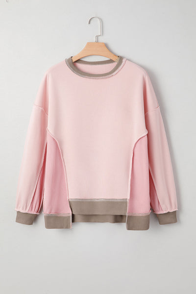 vibrant women's color block pullover sweatshirt - cozy, stylish casual top with relaxed fit for everyday wear made for easy styling and wardrobe with