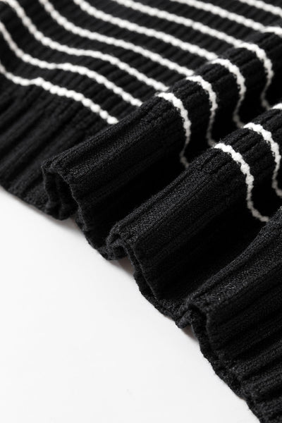 Chic Women's Black Striped V-Neck Sweater Tank Top - Stylish & Comfortable for Effortless Casual Looks