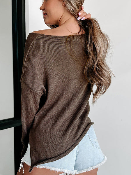 Cozy Champagne Please Brown Sweater with Graphic Design