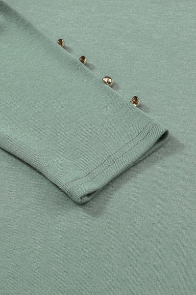 Stylish Women's Green Puff Sleeve Sheath Top with Button Detail - Perfect for Everyday Comfort and Chic Looks