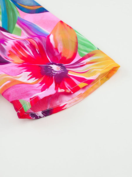 Tropical Print Half Sleeve Casual Dress with practical styling and dependable silhouette control.