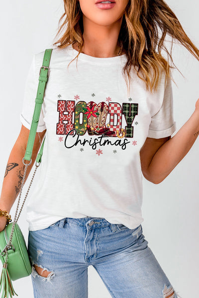 Women's Howdy Christmas Graphic Tee - Festive Western Style