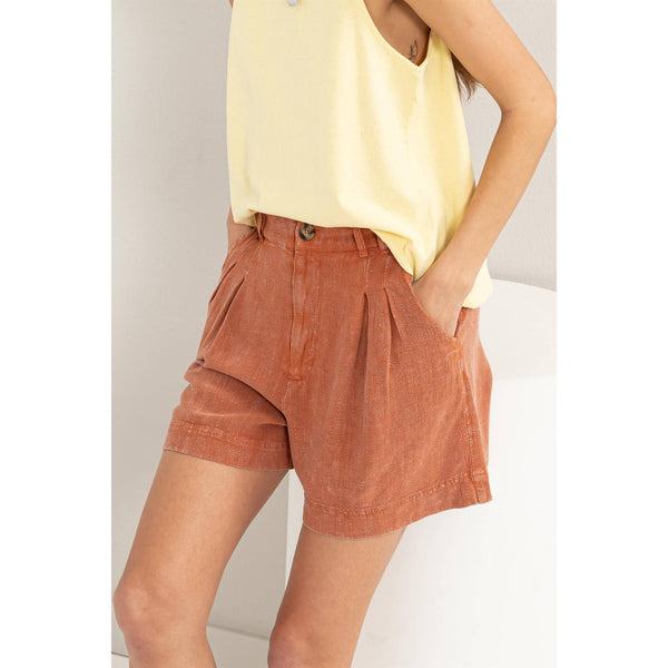 Mineral Washed Linen Shorts