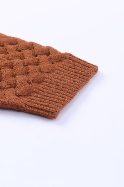Women's Textured Basket-Weave Open Front Cardigan in Rust