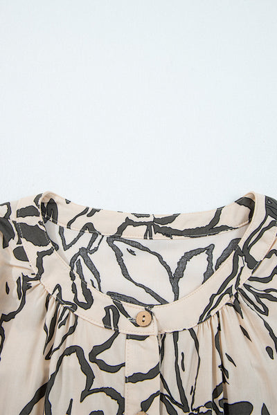 Women's Floral Viscose V-Neck Blouse with Batwing Sleeves