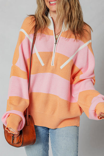 Stylish Women's Soft Knit Colorblock Sweater - Casual Fit for Cozy Fall Layering and Effortless Everyday Wear