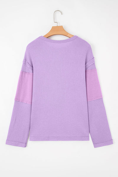 Soft Beige Women's Cozy Thermal Knit Long Sleeve Top - Casual Fit for All-Season Comfort and Effortless Style