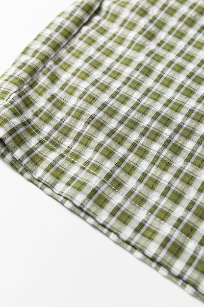 Women's Brown Gingham High-Waist Boxer Pants with Blue Contrast