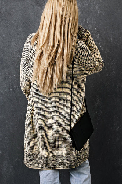Cozy Women's Apricot Plaid Long Cardigan - Open Front Sweater for Casual Chic Outfits and Everyday Comfort