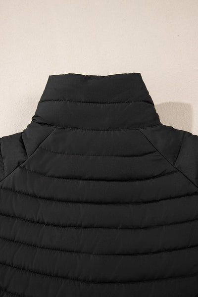 Cozy Women's Black Quilted Puffer Jacket - Stylish Zip-Up Winter Outerwear for Ultimate Warmth and Comfort