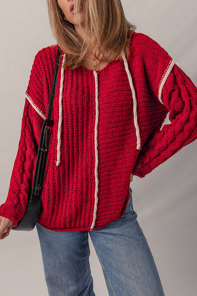 Women's Soft Knit Hooded Sweater - Cozy Casual Fit, Stylish Design for Effortless Fall and Winter Looks
