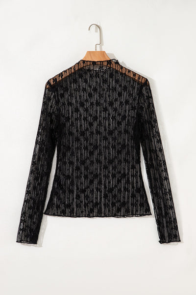 Elegant Black Sheer Blouse for Women - Lightweight, Trendy Fit with Stylish Design for Casual and Evening Wear
