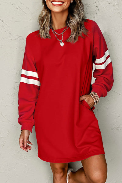 Cozy Cotton Blend Women's Varsity Sweatshirt Dress Trendy Casual Fit for Everyday Style in Chic Colors