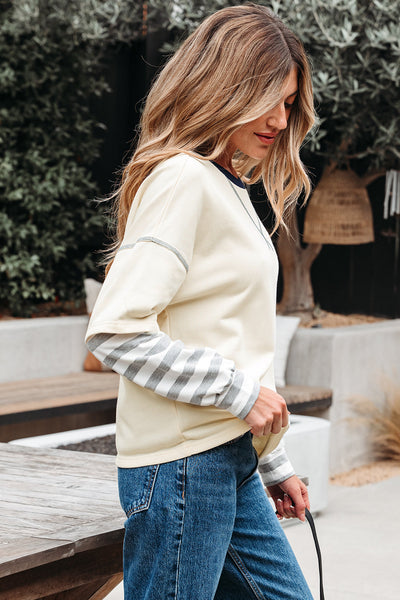 Casual Chic Women's Short Sleeve Stripe Patchwork Blouse in Lightweight Fabric Ideal for Spring and Summer Outfits