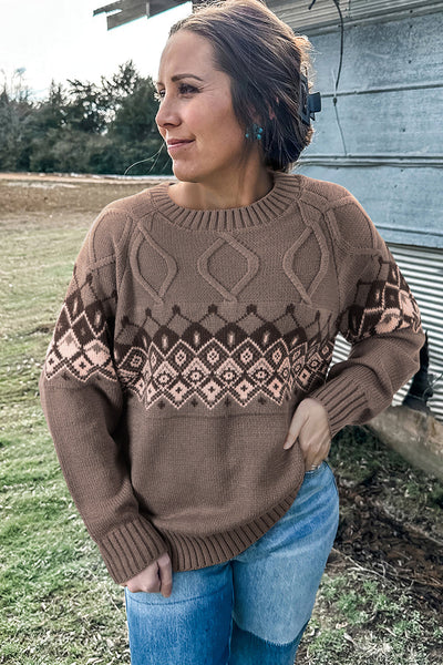 Cozy Women's Boho Western Sweater Cardigan - Long Sleeve, Relaxed Fit, Ideal for Fall Layering and Chic Style