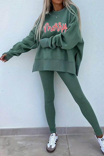 Women's Merry Sequin Graphic Sweatshirt and Leggings Set with practical styling and dependable silhouette control.
