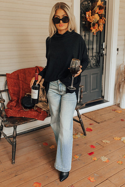 Chic Women's Black Cowl Neck Tunic Top - Effortless Style & Comfort for All Seasons, Perfect for Casual or Dressy Looks