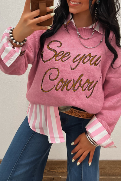 Boho-Chic Women's Western Graphic Sweater - Cozy Knit Top in Earthy Tones for Trendy Everyday Casual Style