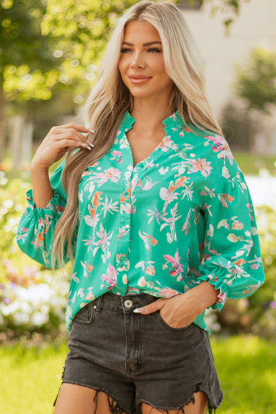Elegant Women's Floral Print Long Sleeve Blouse - Comfortable Fit for Casual Days & Special Events in Vibrant Colors