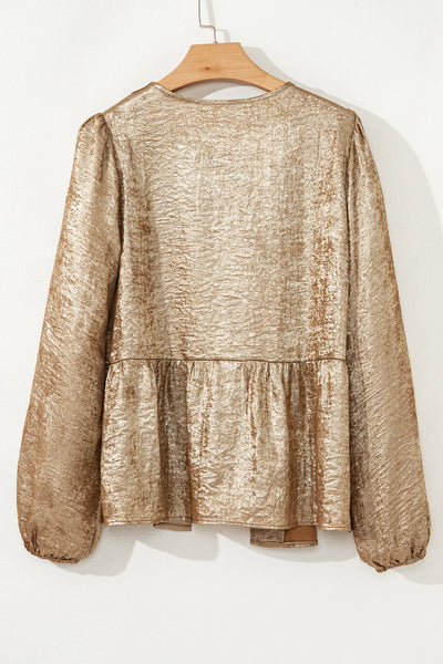 Stylish Lightweight Silver Metallic Blouse for Women - Perfect for Day or Night Outfits, Chic Versatile Top