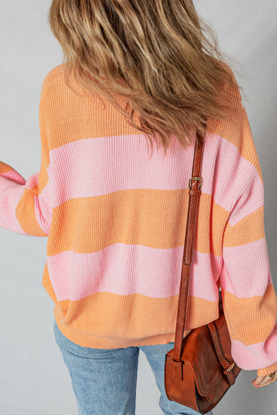 Stylish Women's Soft Knit Colorblock Sweater - Casual Fit for Cozy Fall Layering and Effortless Everyday Wear