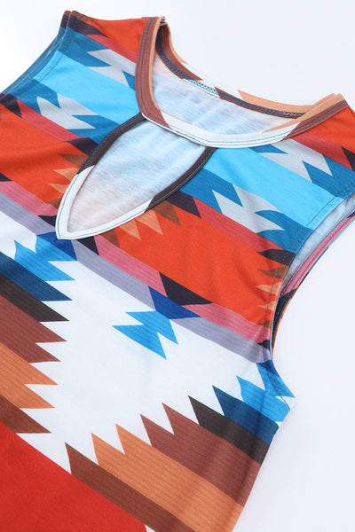 Retro Geometric Print Loose Tank Top