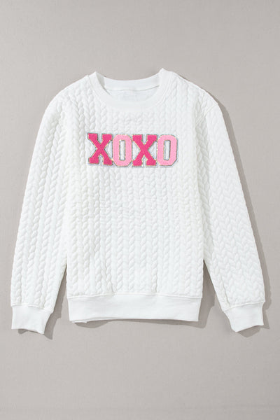 Cozy White Glitter Chenille Cable Knit Pullover Sweatshirt for Women Chic Casual Style for Effortless Outings