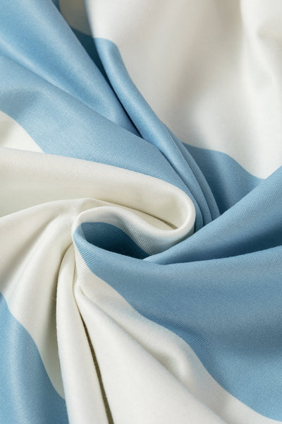 Women‚Äôs Casual Light Blue Colorblock Striped Long Sleeve Drop Shoulder Top - Effortless Chic for Everyday Style