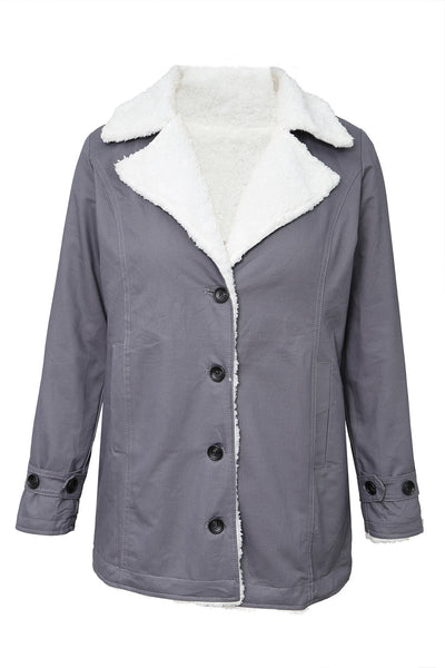 Warm and Stylish Plush Horn Button Hooded Coat with Pockets