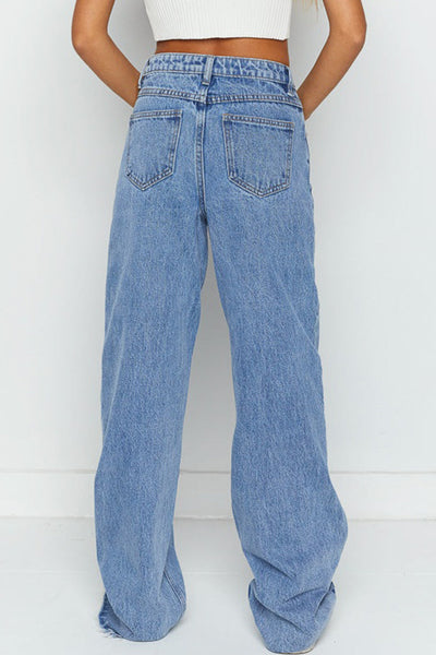 Chic Women's Classic Blue Wide Leg Jeans  Comfortable Fit for Effortless Everyday Style and Versatile Fashion