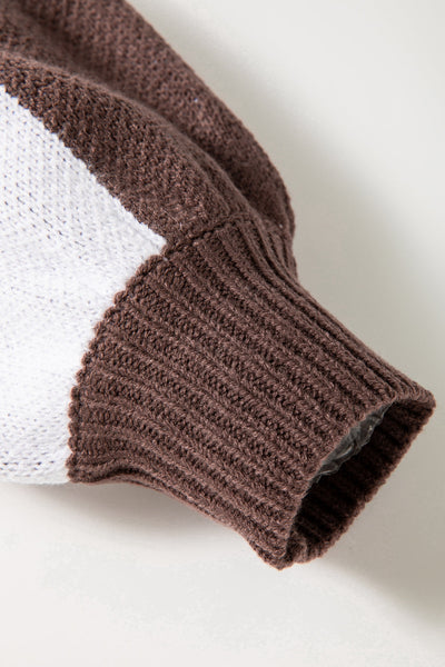 Chic Brown Checkered Sweater for Women - Cozy Knit Pullover with Relaxed Fit for Effortless Casual Style